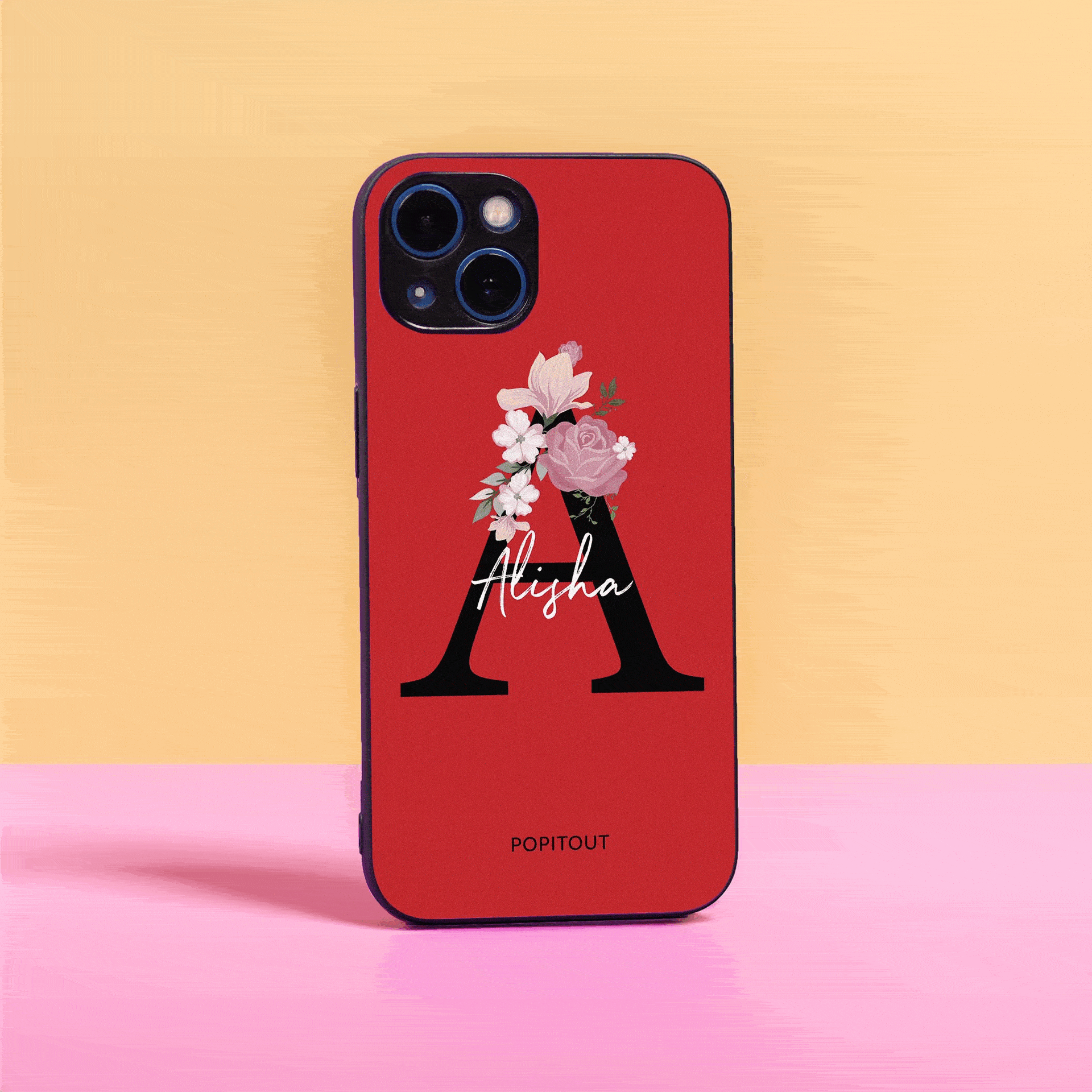 Black Floral Name Phone Cover – Pop It Out - Main Image