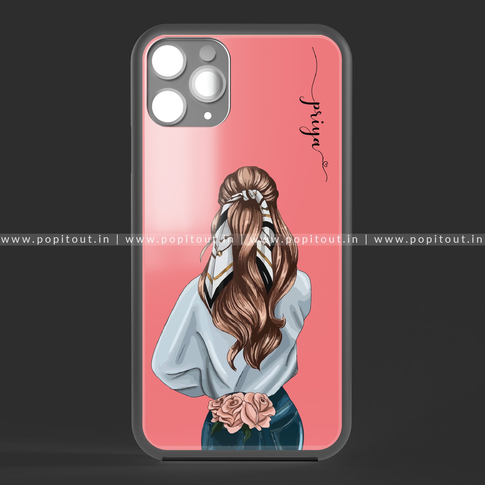 Pink Girl Name Glass Case - Main Image